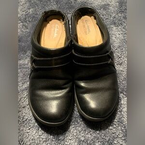 Clarks Black Leather Clogs